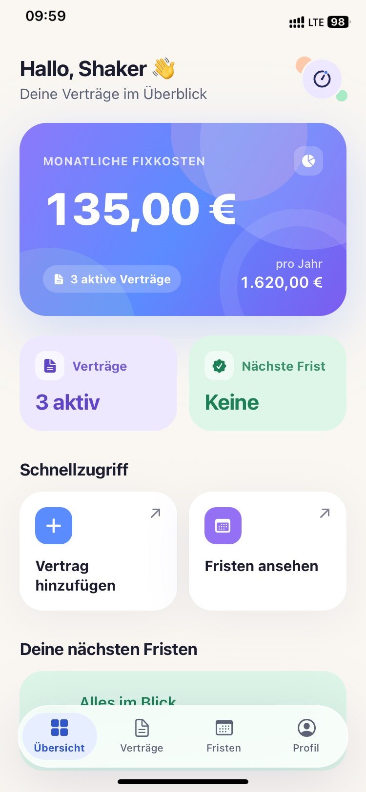Fristwache App: Übersicht